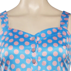 Movie Barbie 2023 Gloria Blue Polka Dot Skirt Outfits Cosplay Costume Halloween Carnival Suit