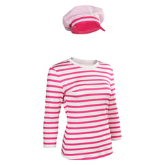 2023 Barbie Movie Margot Robbie Barbie Striped Tops Cosplay Costume Outfits Halloween Carnival Suit