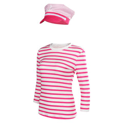 2023 Barbie Movie Margot Robbie Barbie Striped Tops Cosplay Costume Outfits Halloween Carnival Suit