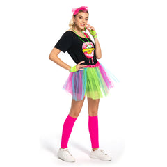 70s 80s Fancy Dress Women Tutu Skirt Retro Party Hippie Costume Outfits Set