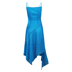 Women 1970S Vintage Retro Disco Dress asymmetric Slip Dress Cosplay Costume Halloween Carnival Suit