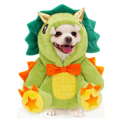 Green Fat Dinosaur Pet Teddy Dog Clothing Outfits Cosplay Costume Halloween Carnival Suit