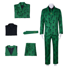 Movie The Batman Riddler/Edward Nygma Green Set Outfits Cosplay Costume Halloween Carnival Suit