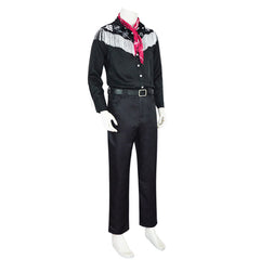 Kids Children Movie Barbie 2023 Ken Black Western Cowboy Set Outfits Cosplay Costume Halloween Carnival Suit