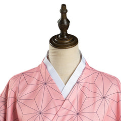 Nezuko Pink Kimono Coat Cosplay Costume Halloween Suit