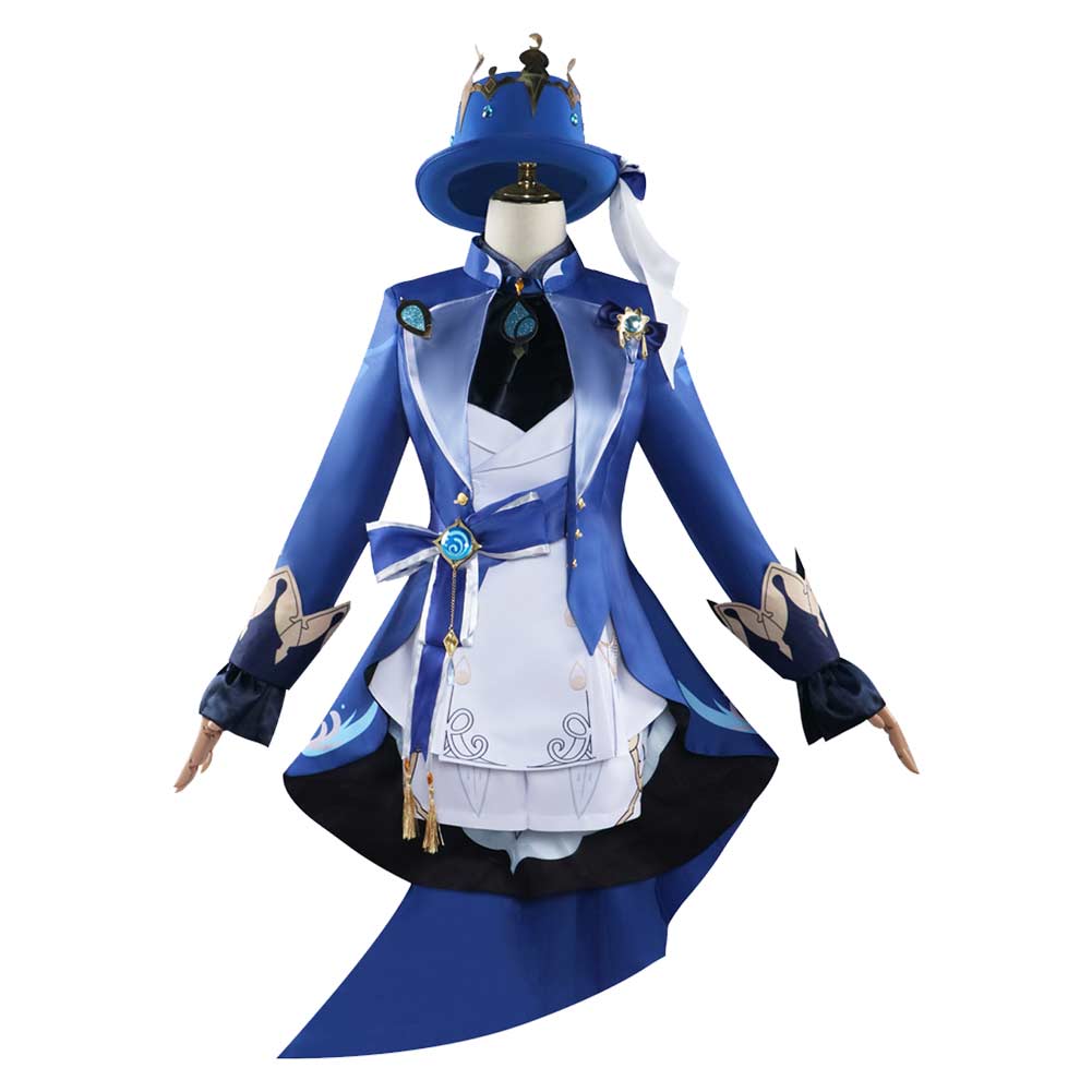 Game Genshin Impact Focalors Blue Dress Cosplay Costume Outfits