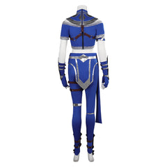 Game Mortal Kombat Kitana Blue Battle Outfit Cosplay Costume Suit
