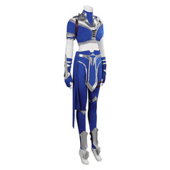 Game Mortal Kombat Kitana Blue Battle Outfit Cosplay Costume Suit