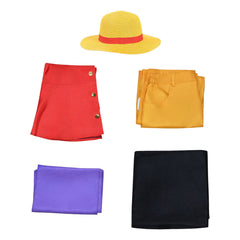 Kids Children Anime One Piece Luffy Black Cloak Set Outfits Cosplay Costume Halloween Carnival Suit