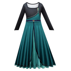 Kids Children Frozen Anna Princess Green Dress Outfits Cosplay Costume Halloween Carnival Suit