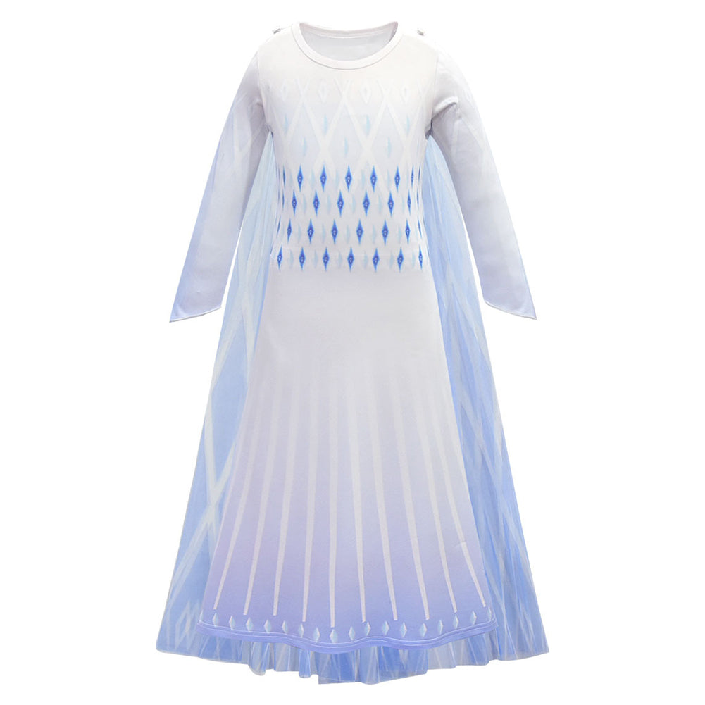 Kids Children Frozen Queen Elsa Blue Dress Outfits Cosplay Costume Halloween Carnival Suit
