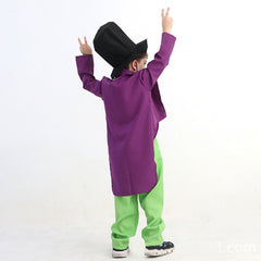 Kids Children Movie Charlie and the Chocolate Factory Willy Wonka Yellow Set Outfits Cosplay Costume Halloween Carnival Suit