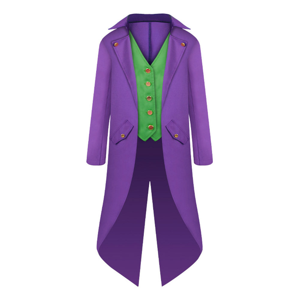Kids Children Movie Joker Purple Tuxedo Outfits Cosplay Costume Halloween Carnival Suit