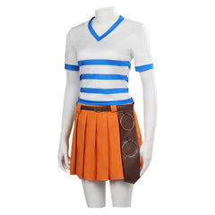 Kids Children Movie One Piece Film Red Nami White Shirt Set Outfits Cosplay Costume Halloween Carnival Suit