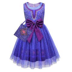 Kids Children Movie Wish 2023 Asha Purple Dress Outfits Cosplay Costume Halloween Carnival Suit