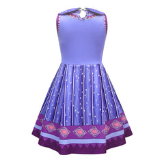 Kids Children Movie Wish 2023 Asha Purple Dress Outfits Cosplay Costume Halloween Carnival Suit