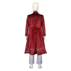 Kids Children Movie Wonka 2023 Willy Wonka Red Coat Outfits Cosplay Costume Halloween Carnival Suit