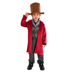 Kids Children Movie Wonka 2023 Willy Wonka Red Set Outfits ​Cosplay Costume