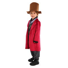 Kids Children Movie Wonka 2023 Willy Wonka Red Set Outfits ​Cosplay Costume