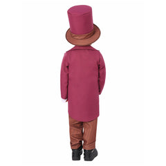 Kids Children Movie Wonka 2023 Willy Wonka Rose Red Set Outfits Cosplay Costume