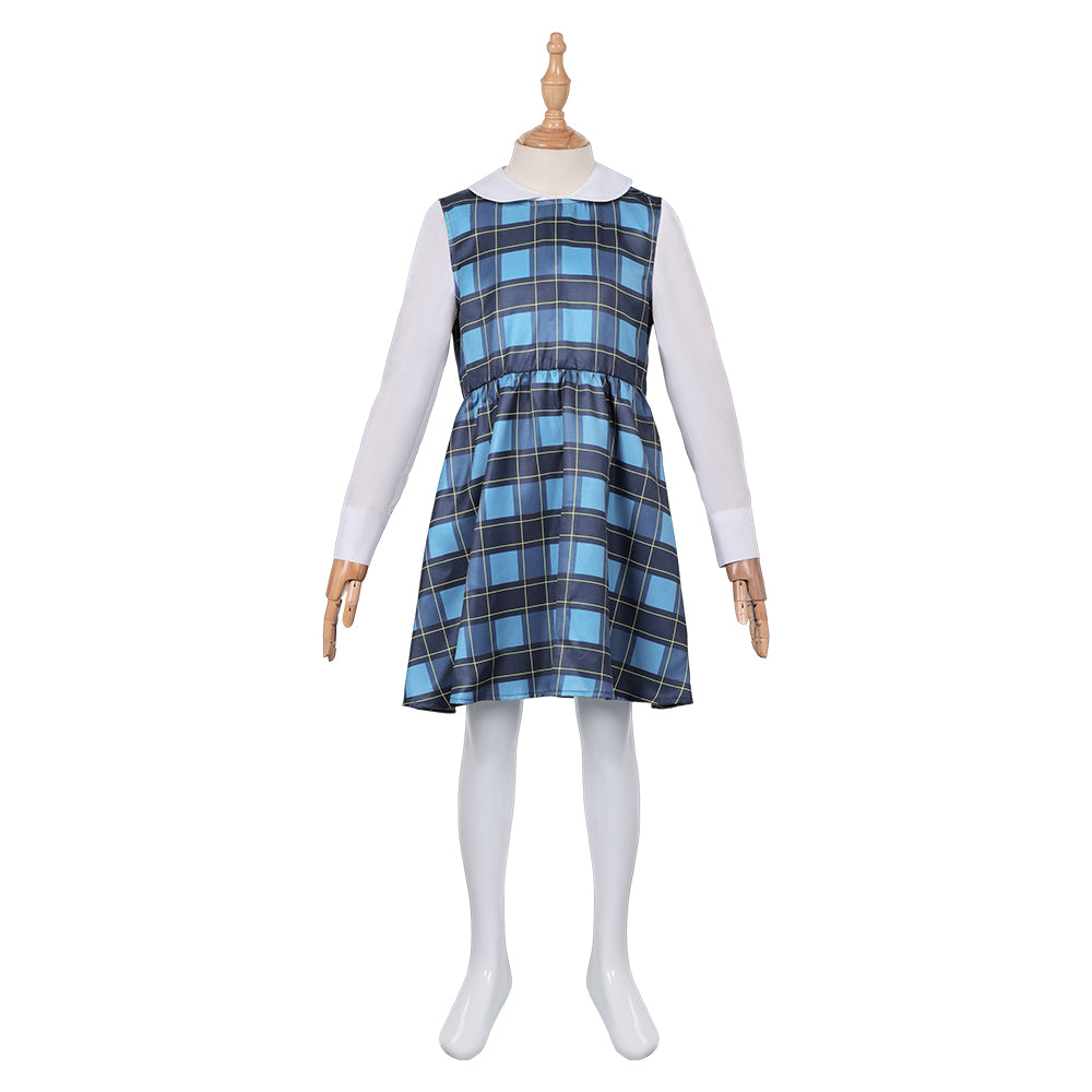 Kids Children TV Echo 2024 Maya Lopez Blue Plaid Dress Outfits Cosplay Costume Halloween Carnival Suit