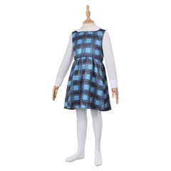 Kids Children TV Echo 2024 Maya Lopez Blue Plaid Dress Outfits Cosplay Costume Halloween Carnival Suit