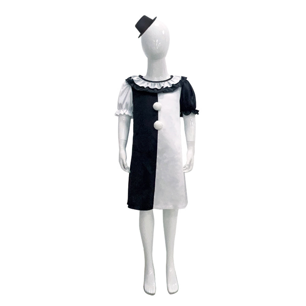 Kids Girls Horror Movie Terrifier 2 Art the Clown Dress Jumpsuit Outfits Cosplay Costume Halloween Carnival Suit