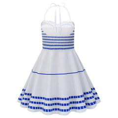 Kids Girls Movie Barbie 2023 Barbie Heart Neck-Hanging Strappy Skirt Dress Outfits Cosplay Costume Suit