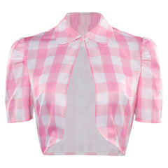 Movie Barbie 2023 Barbie Pink Lattice Short-sleeved Vest Outfits Cosplay Costume Suit