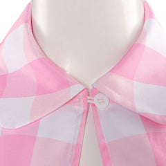 Movie Barbie 2023 Barbie Pink Lattice Short-sleeved Vest Outfits Cosplay Costume Suit