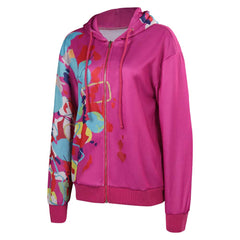 Movie Barbie 2023 Barbie Pink Printed Hoodie Outfits Cosplay Costume Halloween Carnival Suit