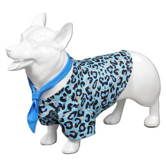 Movie Barbie 2023 Ken Dog Blue Leopard Print Tie Shirt Pet Clothes Outfits Cosplay Costume Suit