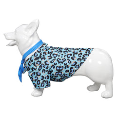 Movie Barbie 2023 Ken Dog Blue Leopard Print Tie Shirt Pet Clothes Outfits Cosplay Costume Suit