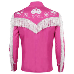 Movie Barbie Ken Pink Retro Tassels Hippie Shirt Jacket Outfits Cosplay Costume Pink Halloween Suit-Coshduk