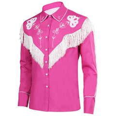 Movie Barbie Ken Pink Retro Tassels Hippie Shirt Jacket Outfits Cosplay Costume Pink Halloween Suit-Coshduk