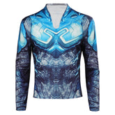 Movie Blue Beetle Jaime Reyes Blue Printed Outfits Cosplay Costume Halloween Carnival Suit