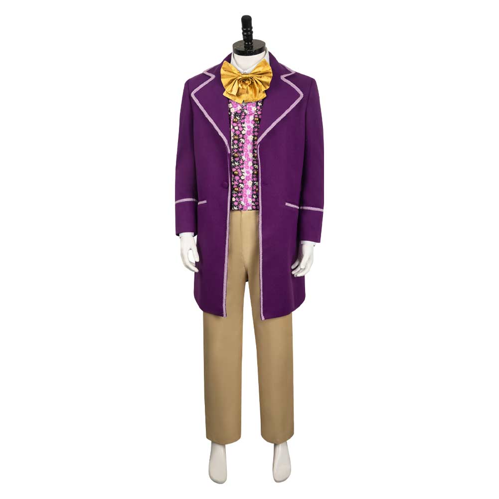 Movie Charlie And The Chocolate Factory Willy Wonka Purple Set Outfits Cosplay Costume Halloween Carnival Suit