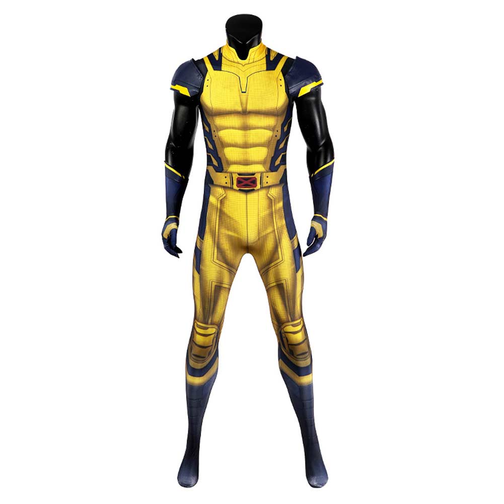 Movie Deadpool 4 James Howlett Wolverine Yellow Sleeveless Jumpsuit Outfits Cosplay Costume Suit