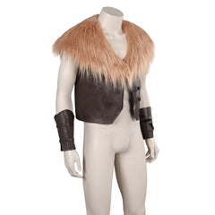 Movie Kraven The Hunter 2024 Kraven Brown Plush Vest Outfit  Cosplay Costume Suit
