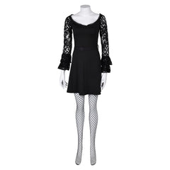 Movie Lisa Frankenstein (2024) Misty Black Lace Dress Cosplay Costume Outfits Halloween Carnival Suit