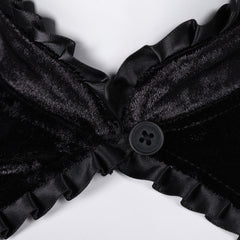 Movie Lisa Frankenstein (2024) Misty Black Velvet Short Coat Cosplay Costume Outfits Halloween Carnival Suit