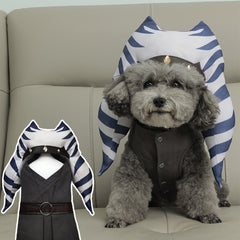 Movie Star Wars: The Mandalorian Ahsoka Black Dogs Pet Outfits Cosplay Costume Halloween Carnival Suit