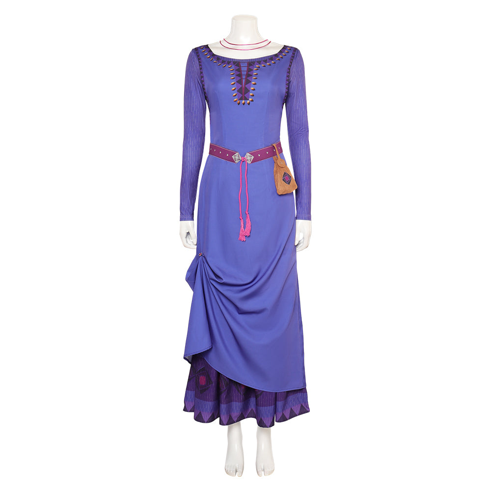 Movie Wish 2023 Asha Purple Dress Outfits Cosplay Costume Halloween  Carnival Suit - Costume / XS