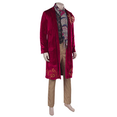 Movie Wonka 2023 Willy Wonka Red Coat Set Outfits Cosplay Costume Halloween Carnival Suit