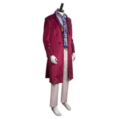 Movie Wonka 2023 Willy Wonka Red Set Outfits Cosplay Costume Halloween Carnival Suit