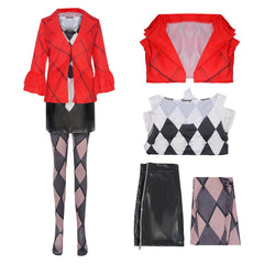 TV Suicide Squad Harley Quinn Red Set Outfits Cosplay Costume Halloween Carnival Suit