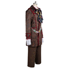 Movie Alice In Wonderland Johnny Depp Mad Hatter Jacket Pants Tie 6 pcs Costume