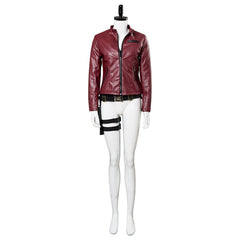 Game Resident Evil 2 Remake Claire Redfield Red Jacket Coat Outfit Halloween Cosplay Costume