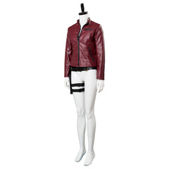 Game Resident Evil 2 Remake Claire Redfield Red Jacket Coat Outfit Halloween Cosplay Costume