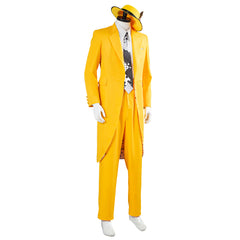 The Mask Jim Carrey Yellow Suit Men Uniform Outfit Cosplay Costume Halloween Carnival Costume